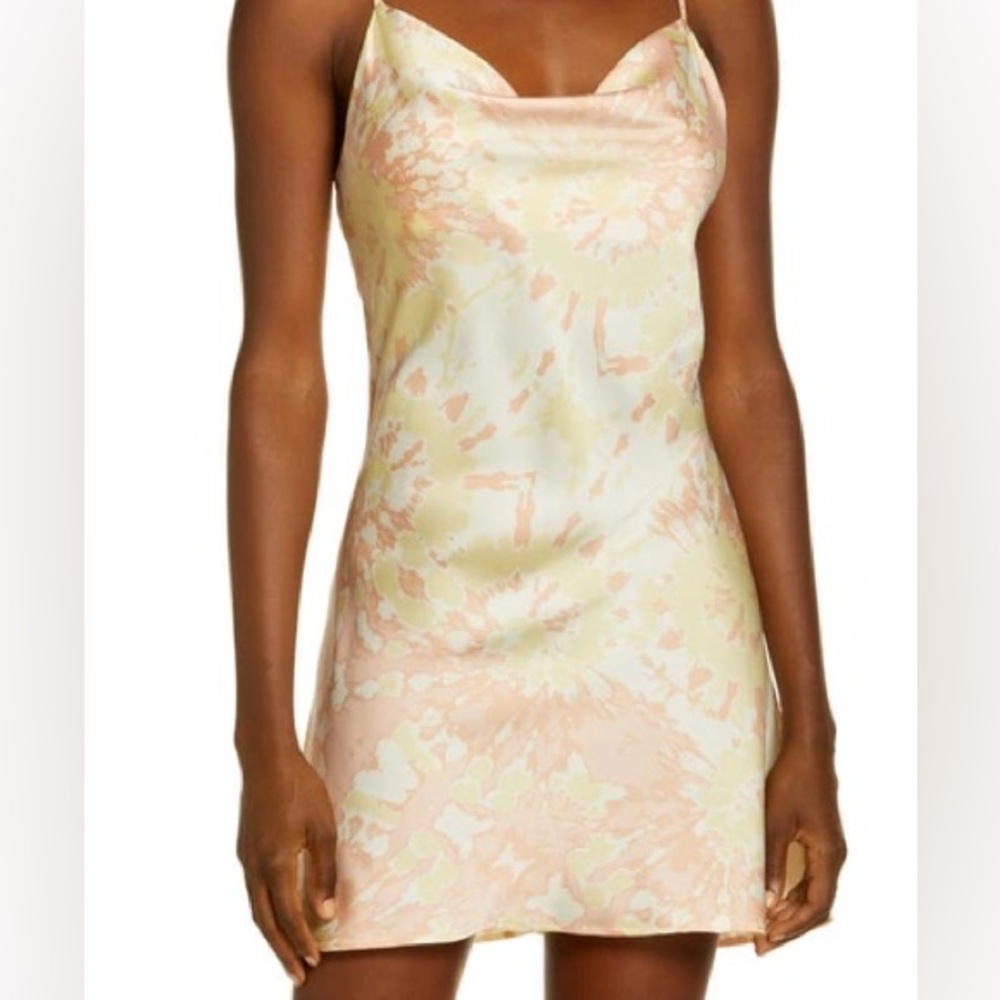 New with tags Honeydew pink & yellow mini slip dress in small